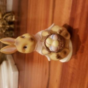 Ceramic Easter Bunny hand painted music box